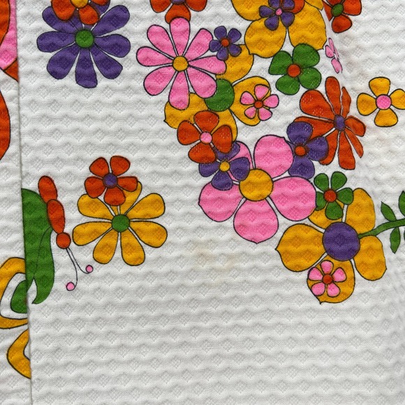 NEIMAN MARCUS Vintage 60s Dress Womens XS Small Off White Floral Print Mod Shift - Picture 14 of 16